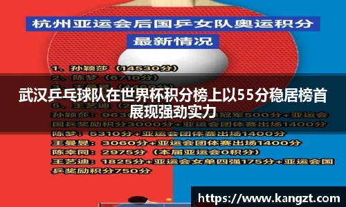 武汉乒乓球队在世界杯积分榜上以55分稳居榜首展现强劲实力